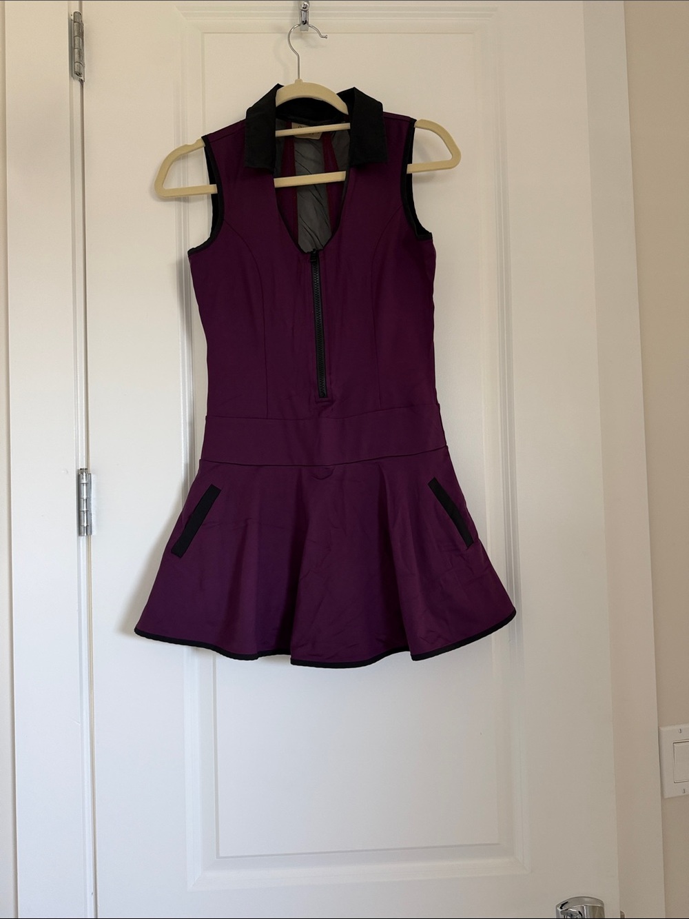 Sleeveless Purple Golf/Tennis Dress with Black Trim